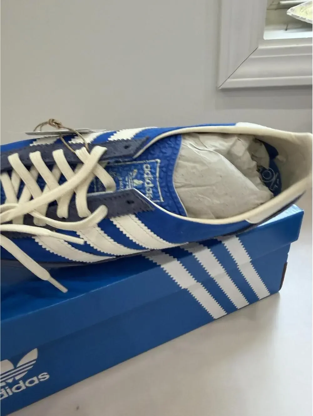 adidas Retro Blue White Suede Nylon Sneakers with Box SL 72 OG 8.5